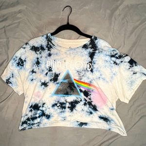 Tie dye Pink Floyd band cropped tee